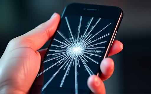 Gesprungenes Smartphone Display