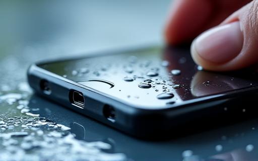 Nasses Smartphone wird getrocknet
