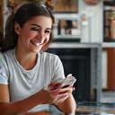 Glücklicher Kunde holt Handy ab